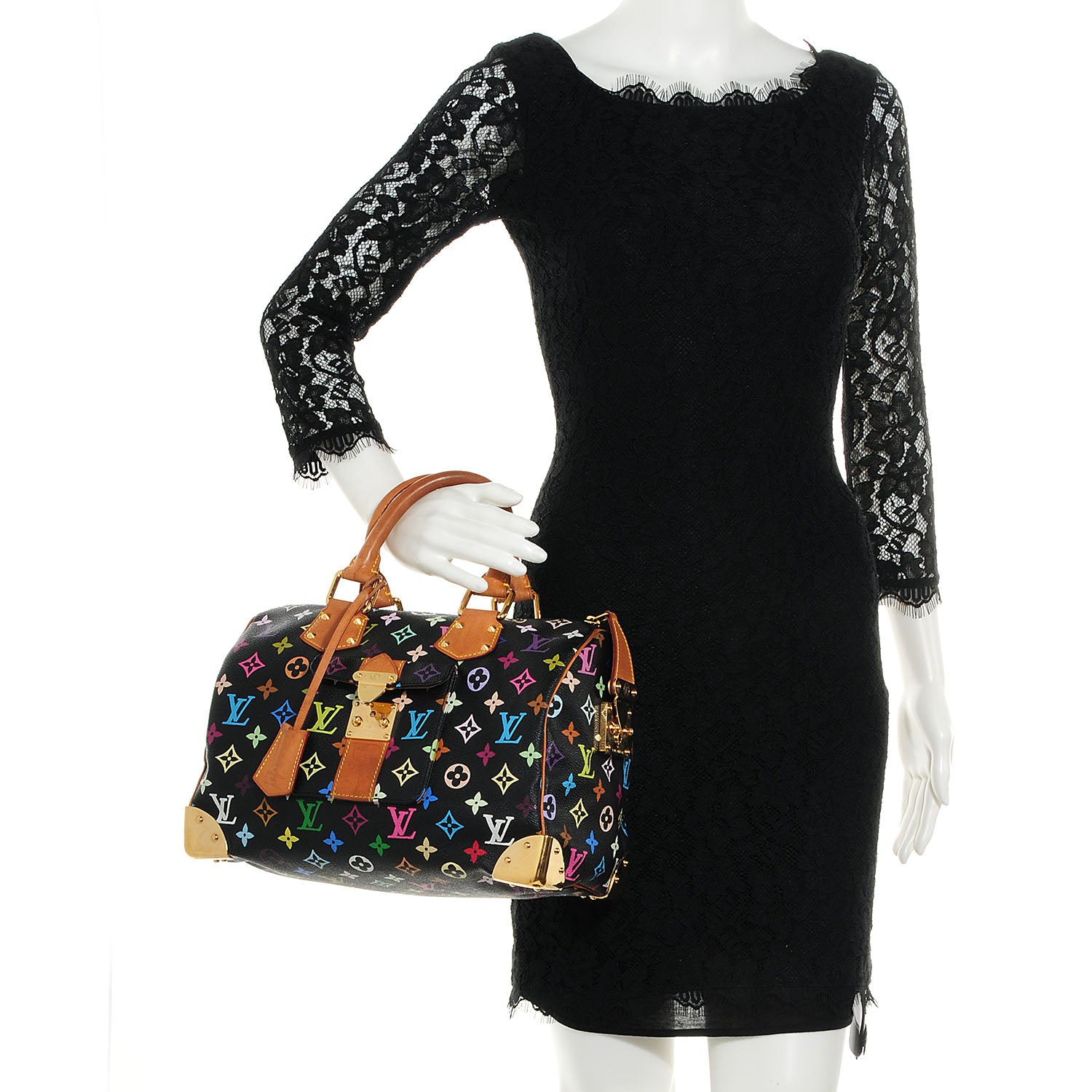Louis Vuitton Monogram Multicolor Speedy 30 Black 2 of 15