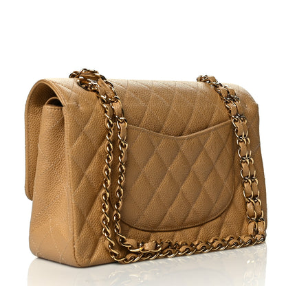 Chanel Caviar Quilted Medium Double Flap Dark Beige 3 of 11