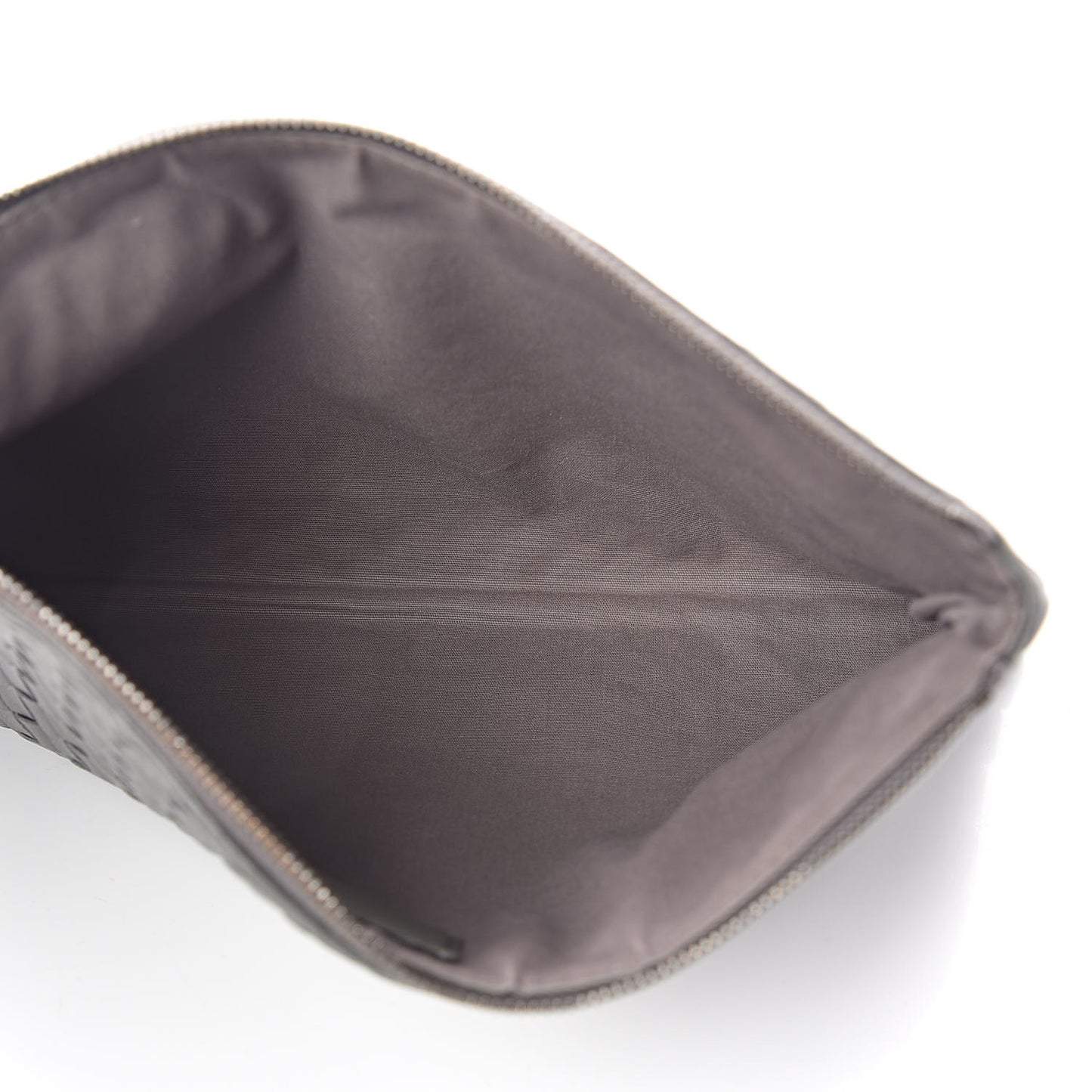 Nappa Intrecciato Flat Zip Pouch Light Grey