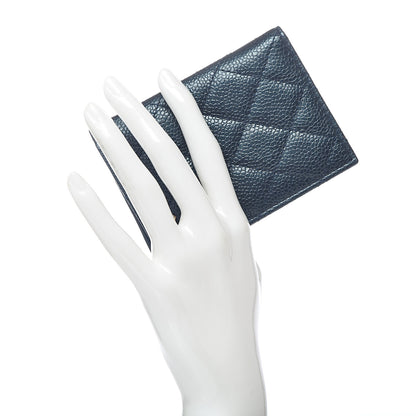 Chanel Metallic Caviar Quilted Card Holder Wallet Dark Blue 2 of 8