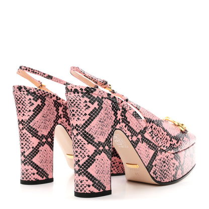 Gucci Calfskin Python Print Horsebit Platform 35/120mm Slingback Pumps 41 Wild Rose 5 of 9