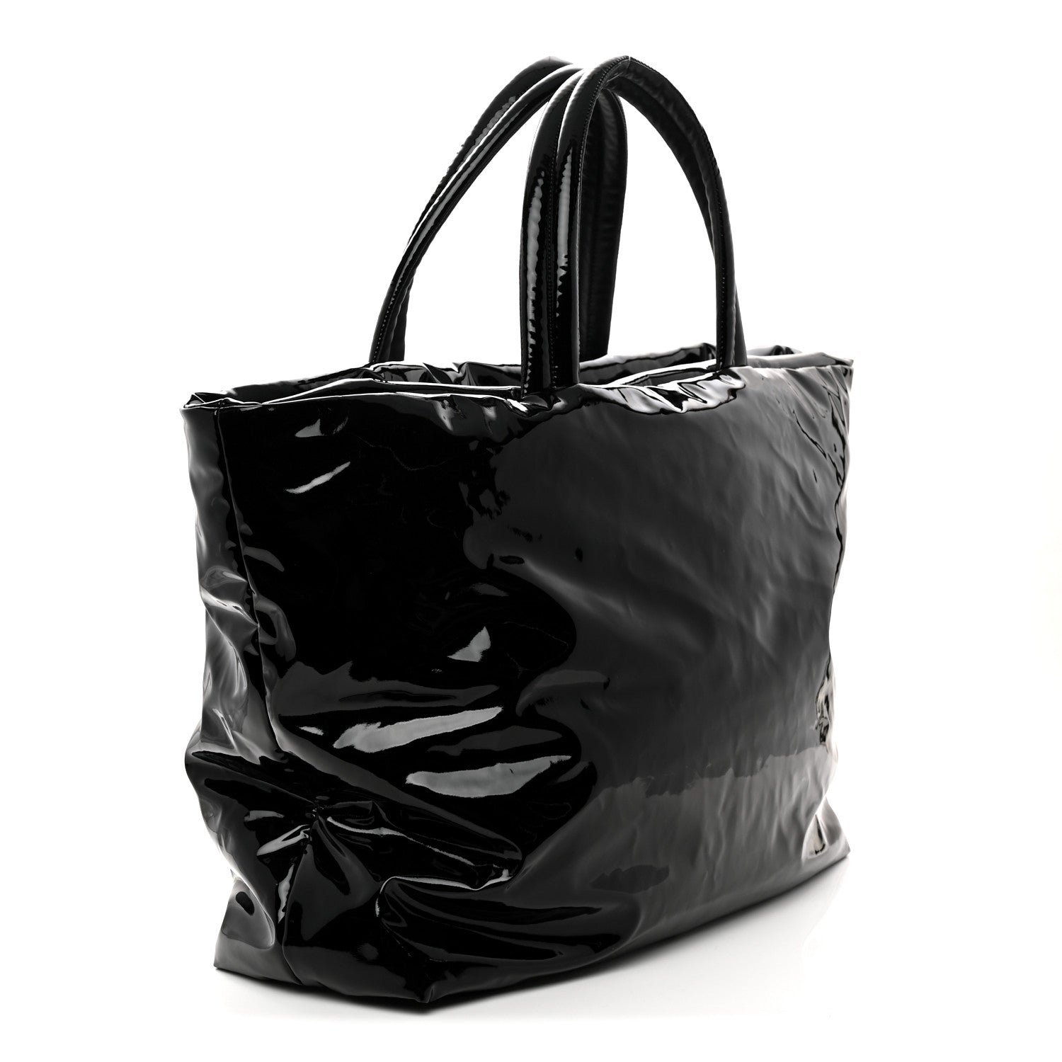 Saint Laurent Patent Wide Puffer Maxi Tote Black 3 of 10