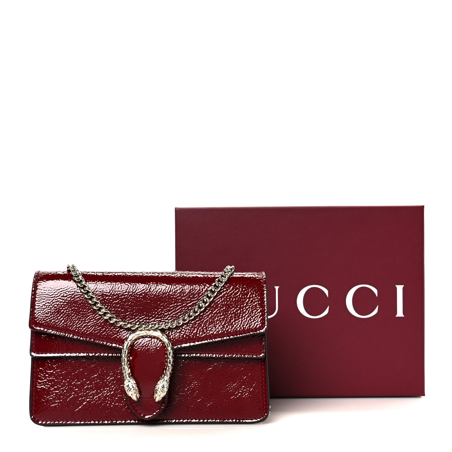 Gucci Crinkled Patent Mini Dionysus Shoulder Bag Rosso Ancora Red