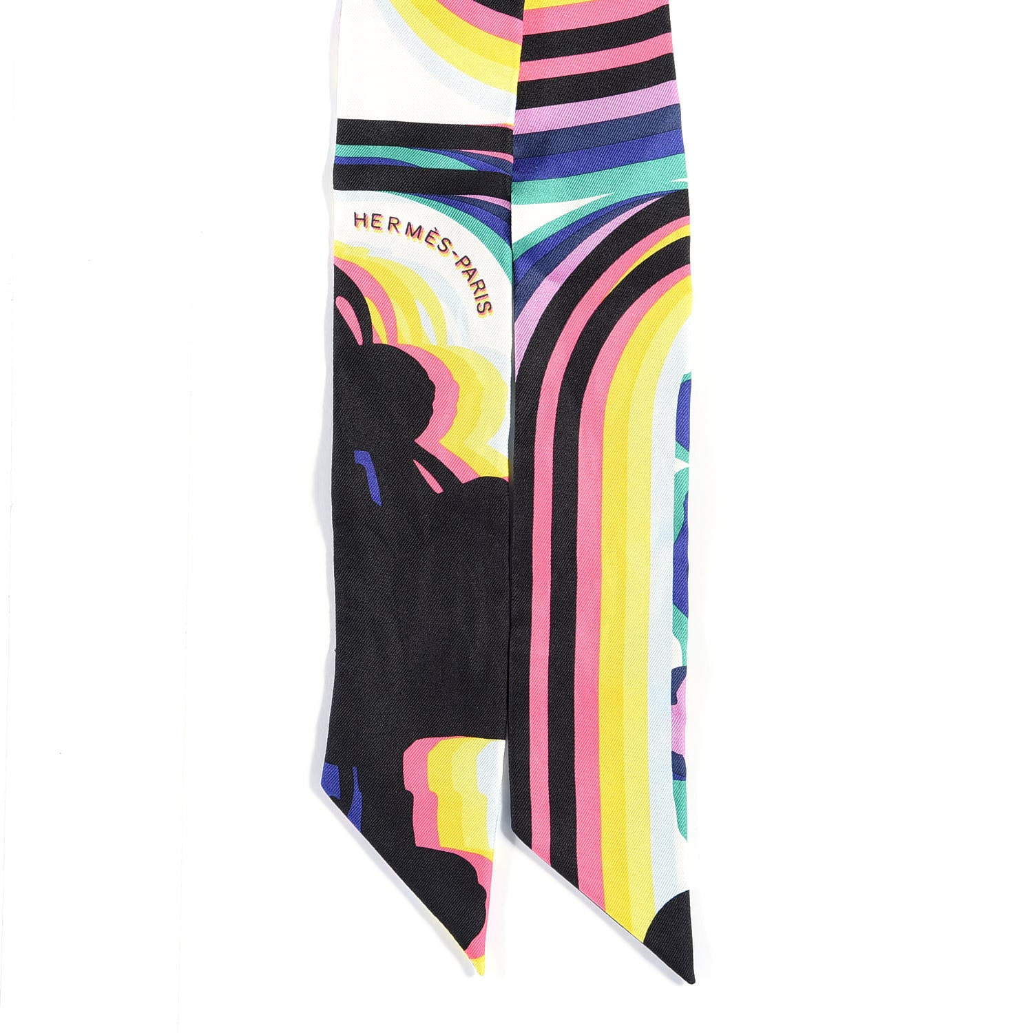 Hermes Silk Brides De Gala Shadow Twilly Black Jaune Multicolor 2 of 5