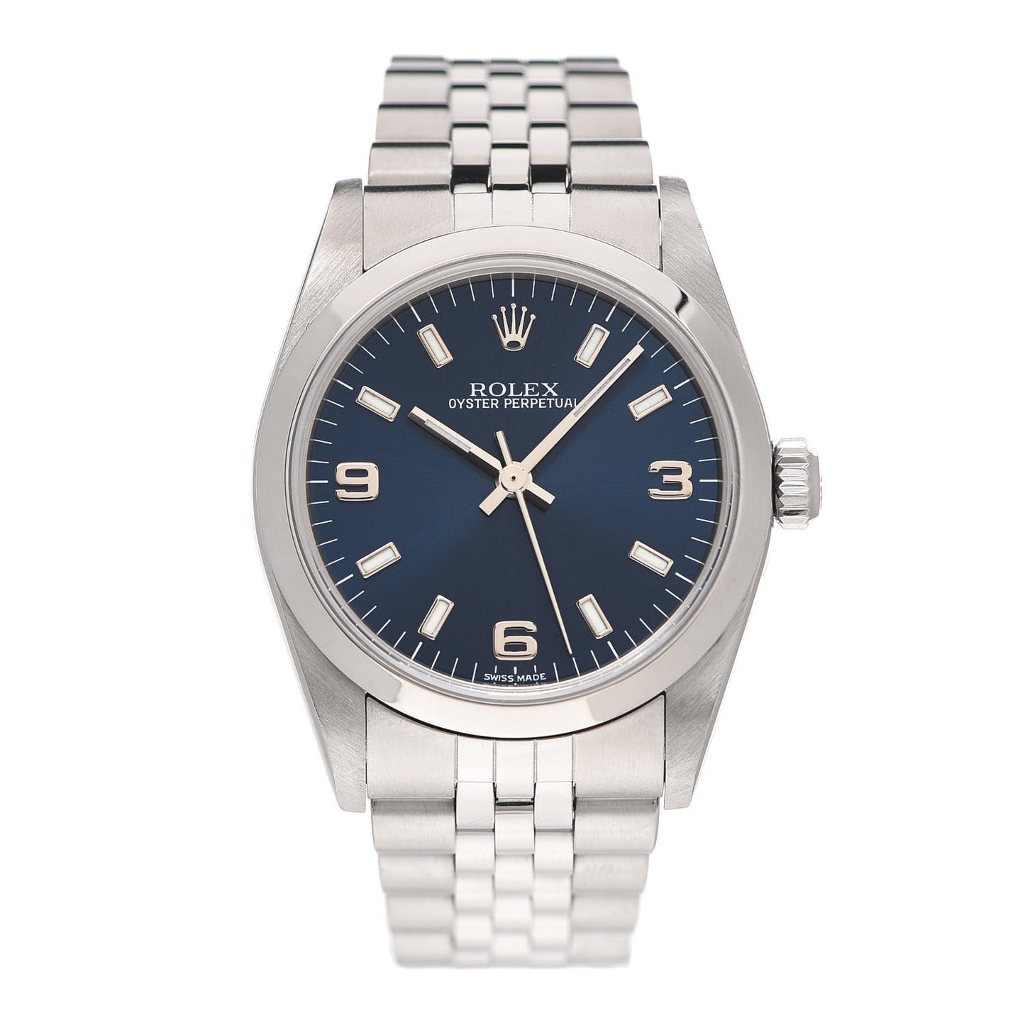 Stainless Steel 34mm Oyster Perpetual Watch Blue 77080
