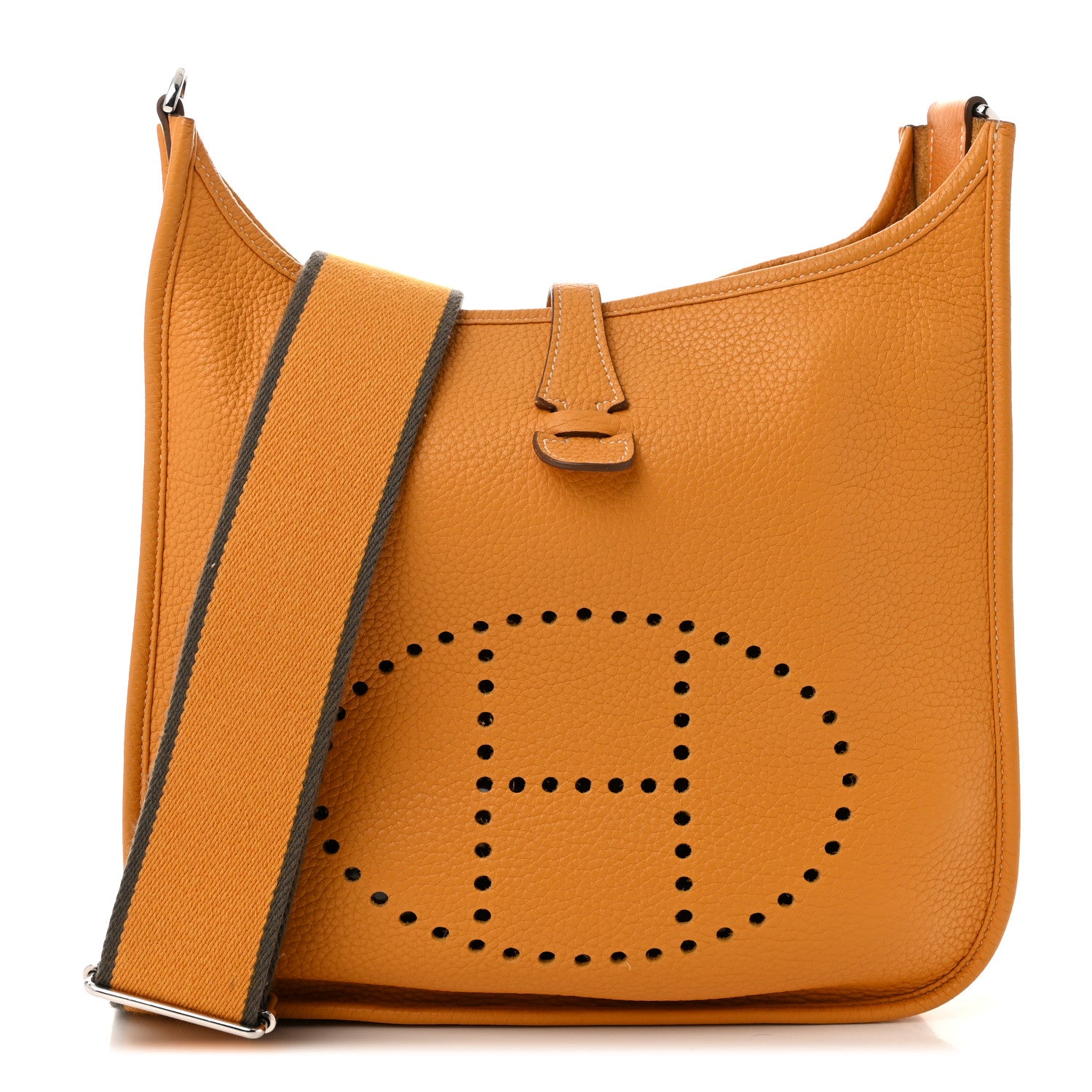 Hermes Taurillon Clemence Amazone Evelyne III PM Moutarde Taupe 1 of 12