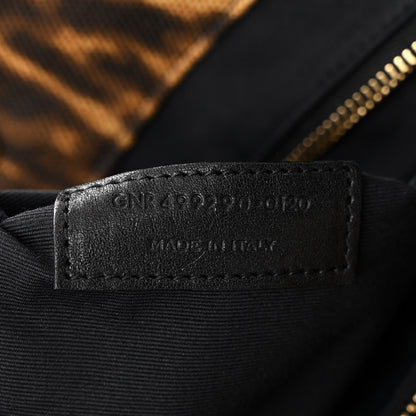Saint Laurent Canvas Calfskin Leopard Print Rive Gauche Noe Tote Natural Black 7 of 10