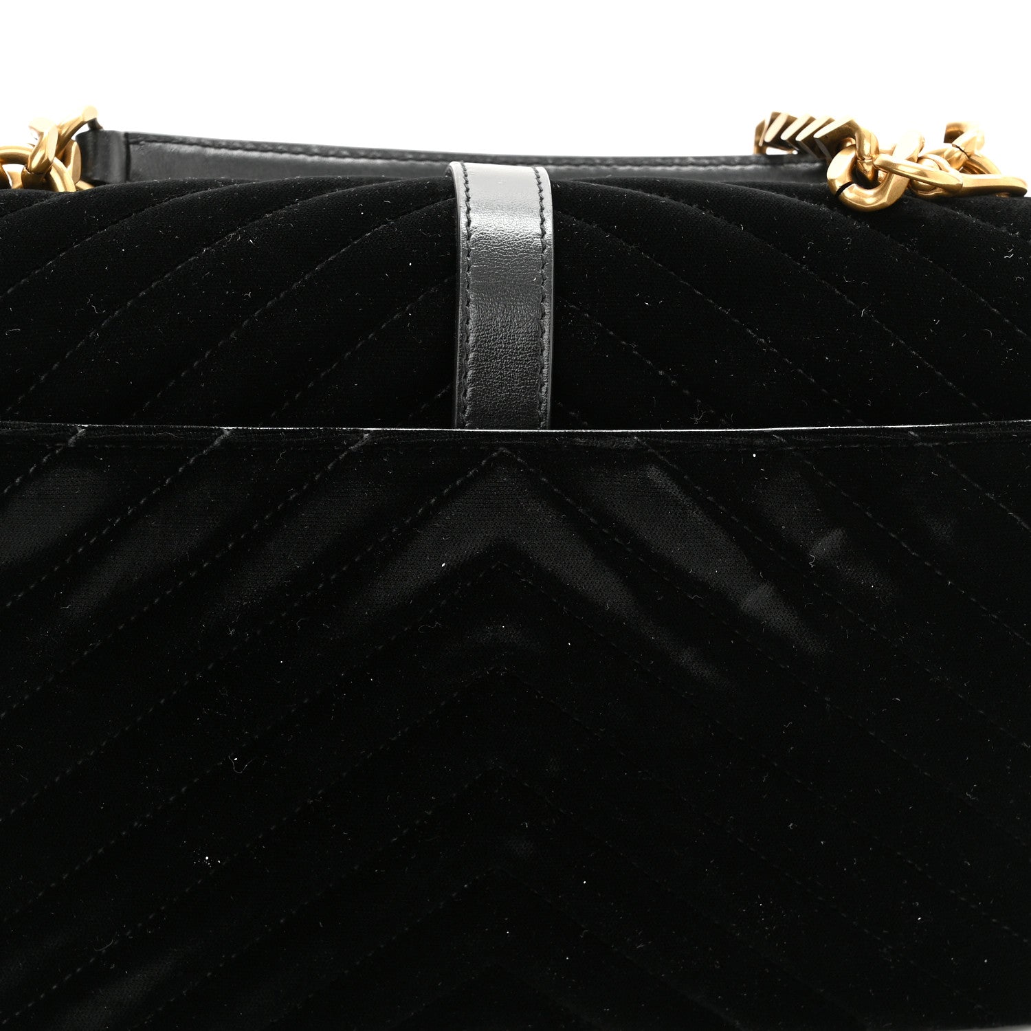 Saint Laurent Velvet Matelasse Chevron Medium College Monogram Bag Black 13 of 13