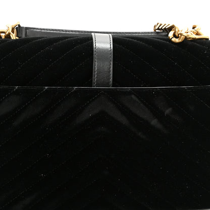 Saint Laurent Velvet Matelasse Chevron Medium College Monogram Bag Black 13 of 13