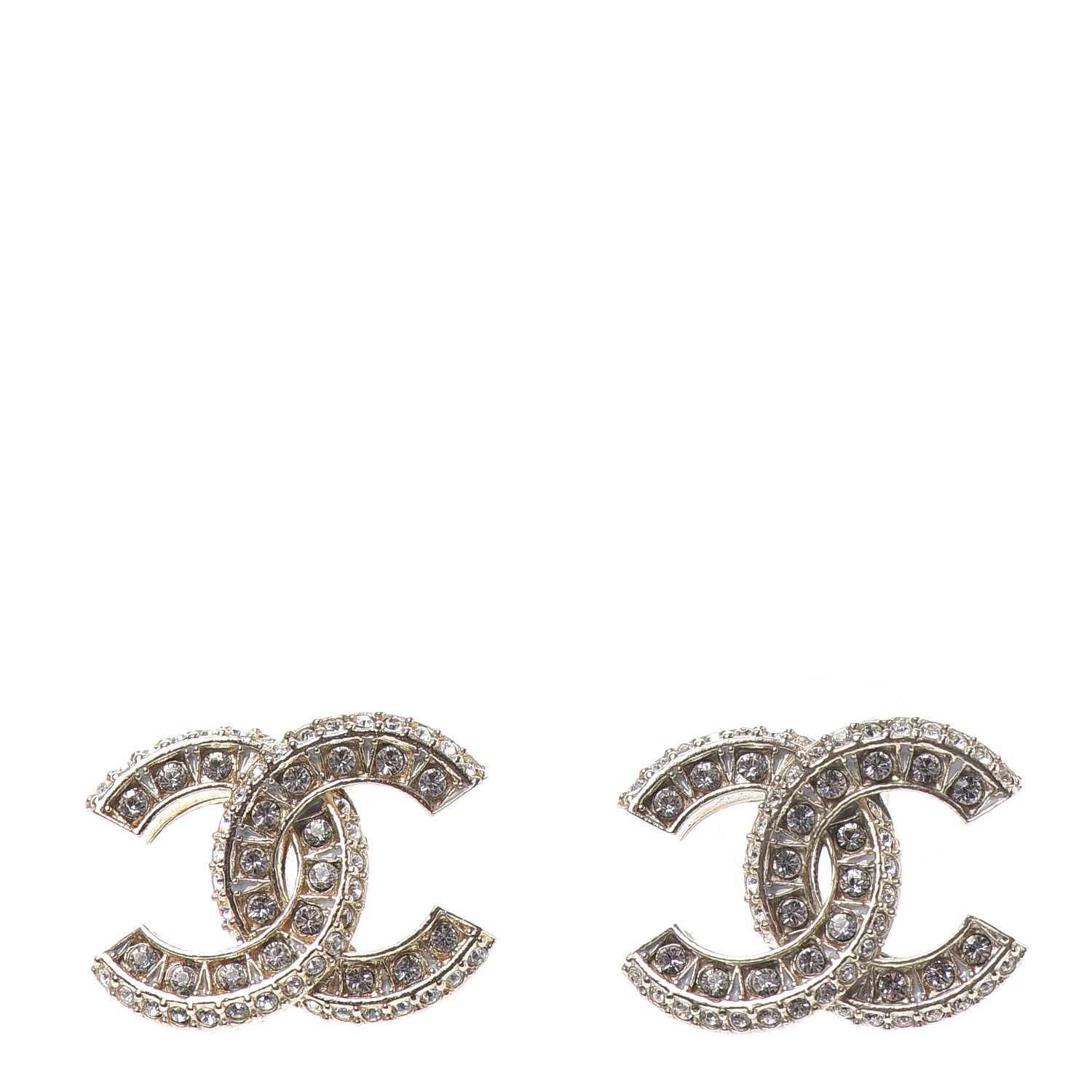 Chanel Crystal Timeless CC Earrings Light Gold 1 of 4