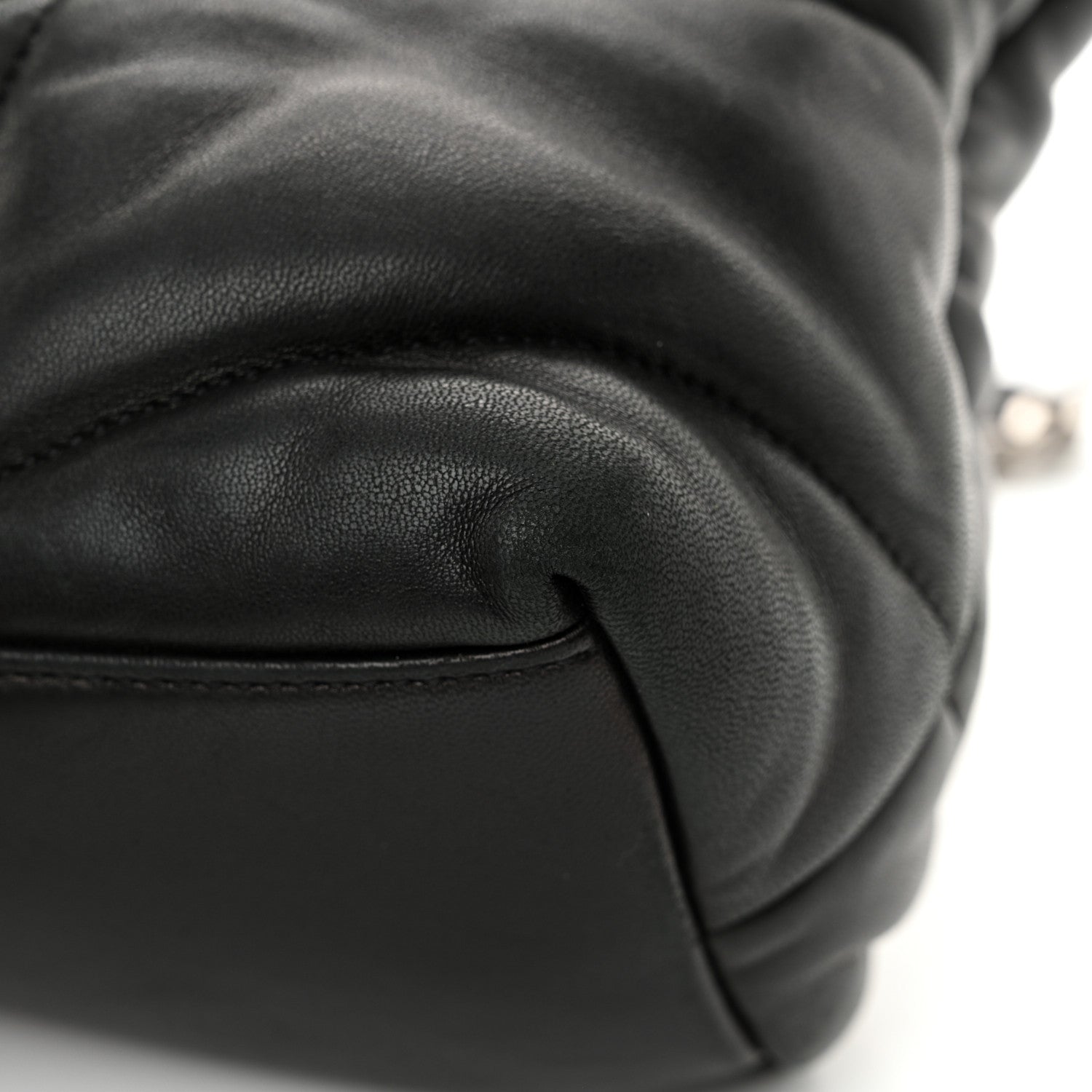 Saint Laurent Lambskin Quilted Medium Loulou Puffer Monogram Chain Satchel Black 11 of 13
