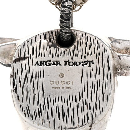 Gucci Sterling Silver Glass Anger Forest Bull Head Necklace Green 4 of 4