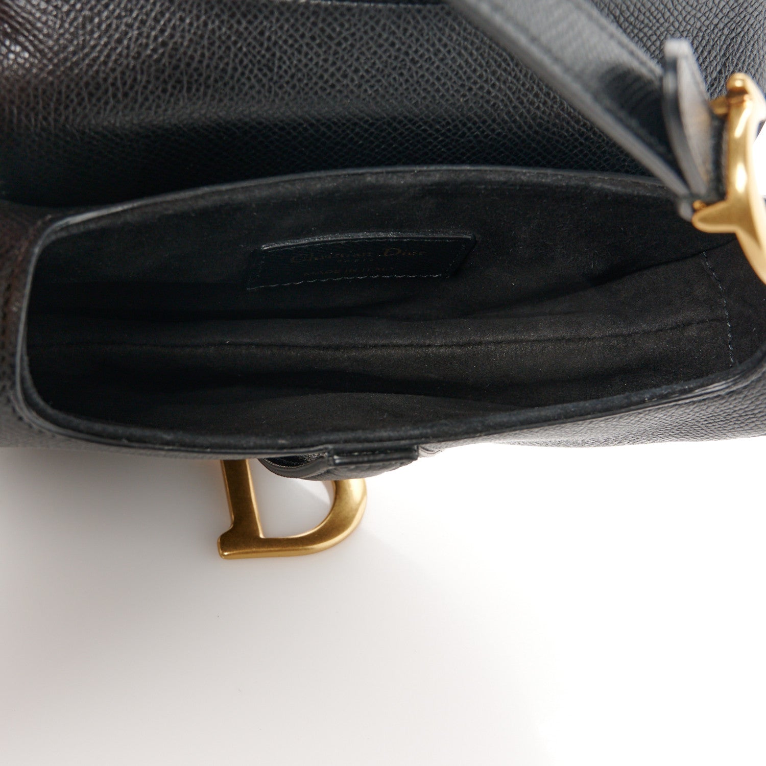 Christian Dior Grained Calfskin Mini Saddle Bag Black 5 of 10