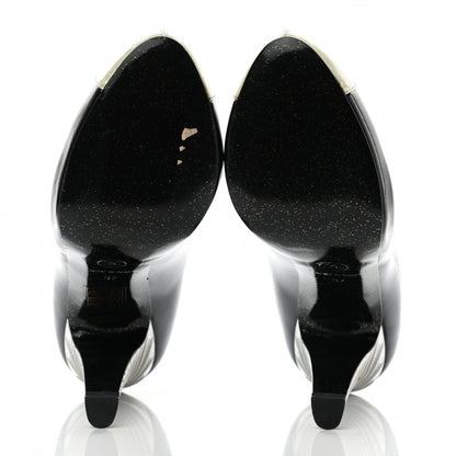 Chanel Patent Glitter Cap Toe Pumps 37 Black 5 of 12