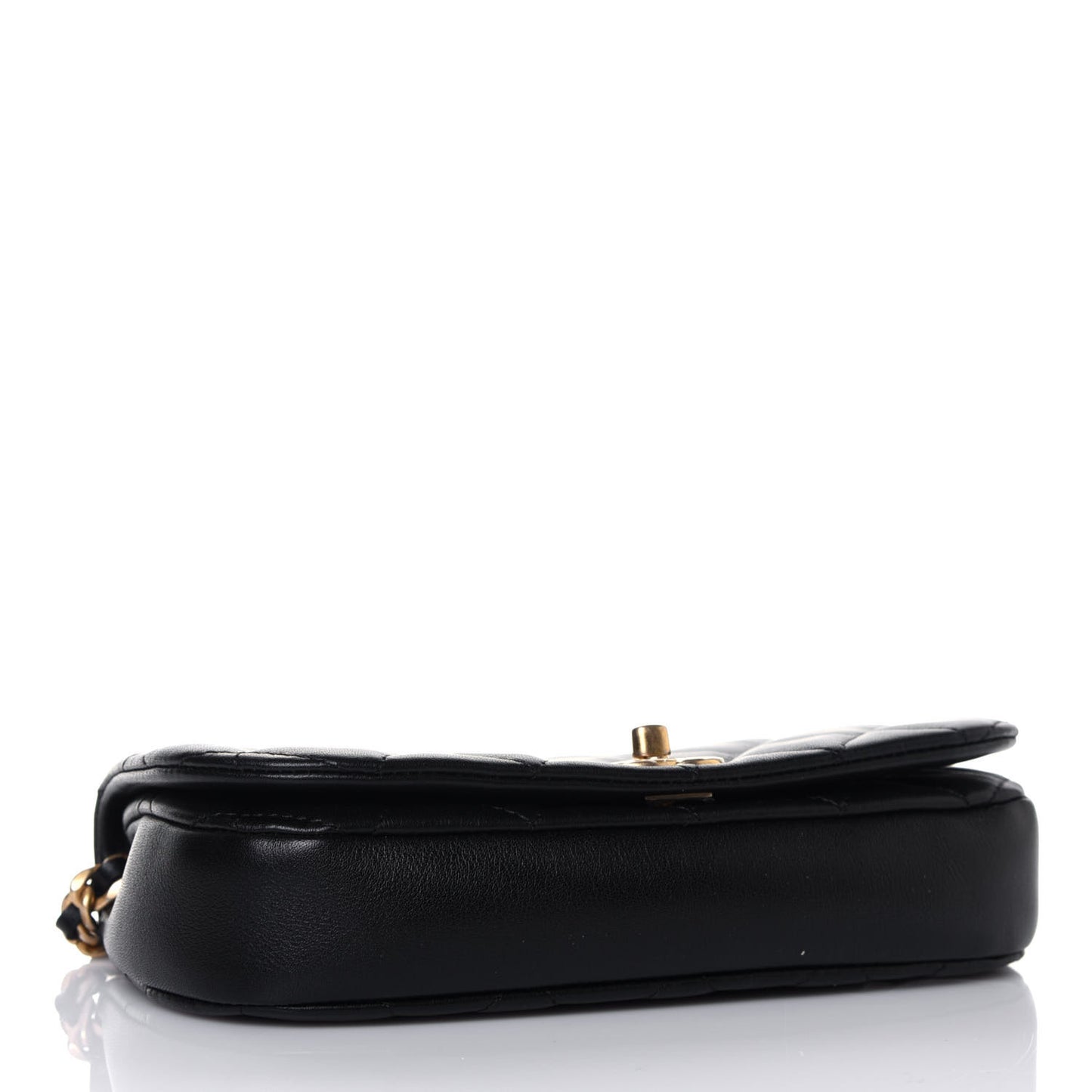 Calfskin Quilted Coco Mail Clutch With Chain Black