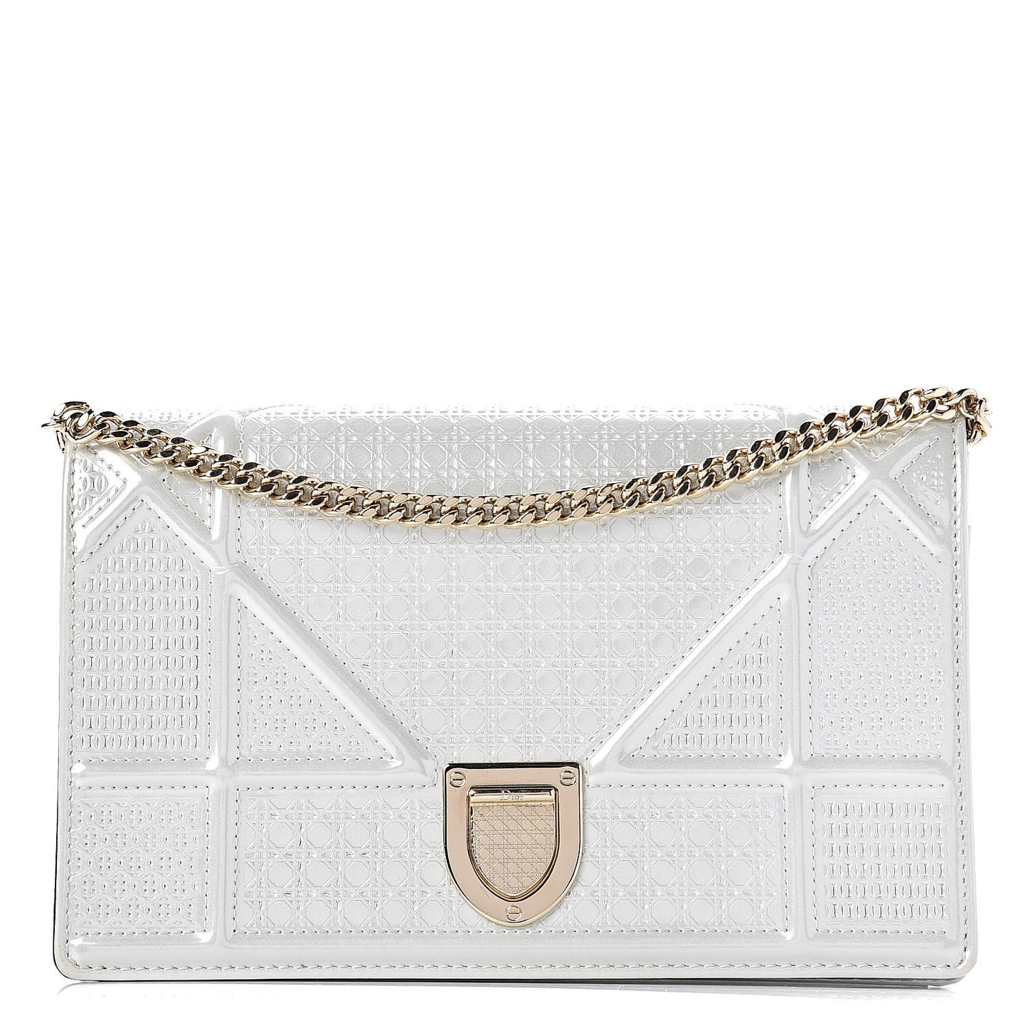 Patent Micro-Cannage Diorama Wallet on Chain Pouch White