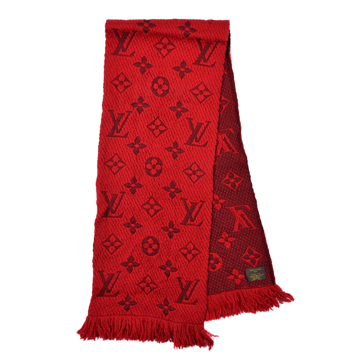 Wool Silk Logomania Scarf Rubis