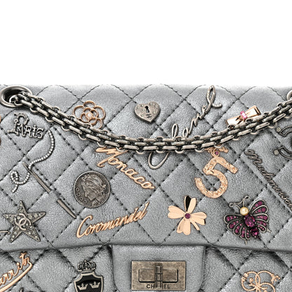 Chanel Metallic Calfskin Quilted Lucky Charms 2.55 Reissue 225 Flap Dark Silver 9 of 12