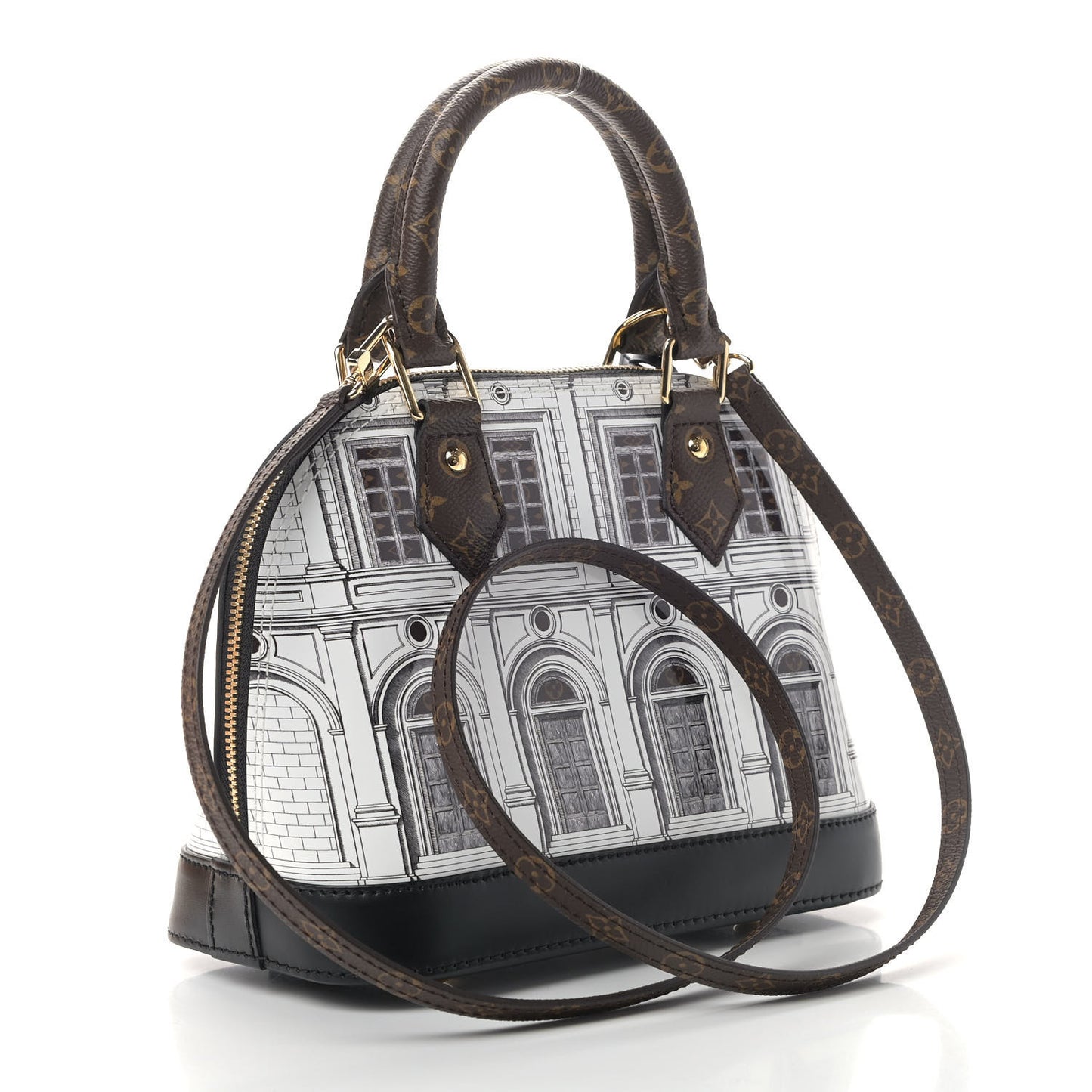 X FORNASETTI Calfskin Architettura Alma BB Black White