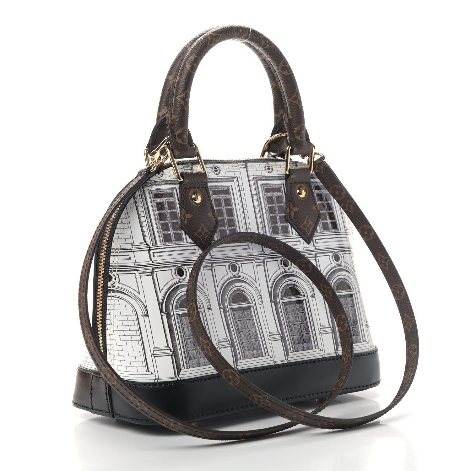Louis Vuitton X FORNASETTI Calfskin Architettura Alma BB Black White 2 of 7
