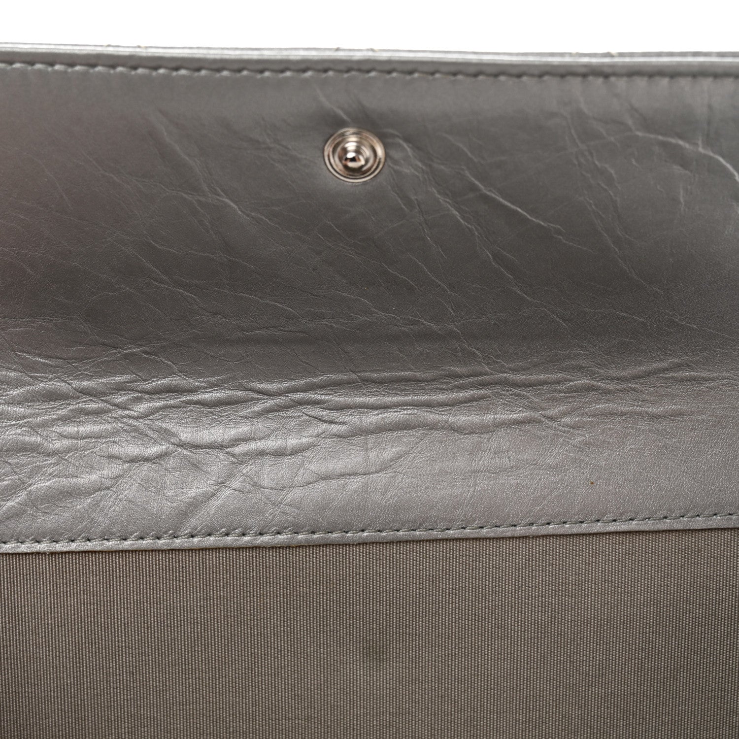 Chanel Aged Metallic Calfskin Large Palette Flap Wallet Silver 17 of 18