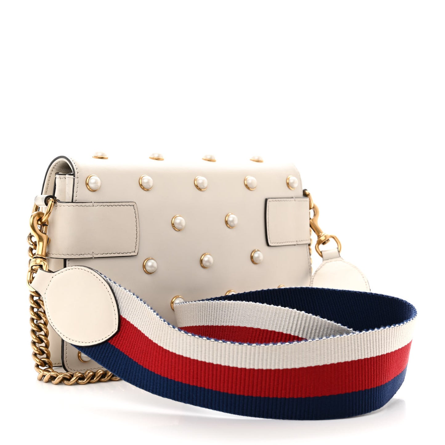 Nappa Pearl Studded Mini Queen Margaret Broadway Shoulder Bag Mystic White