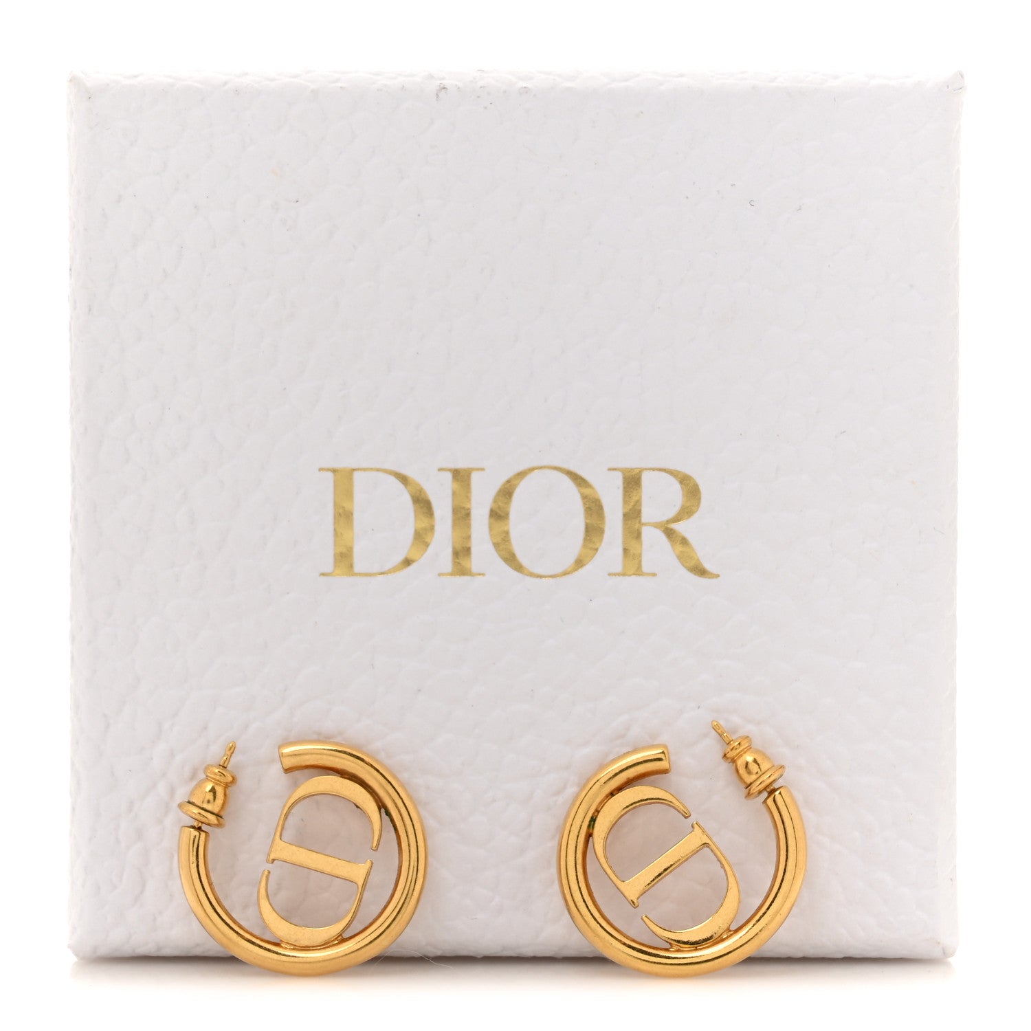 Christian Dior Metal 30 Montaigne Hoop Earrings Aged Gold 6 of 6