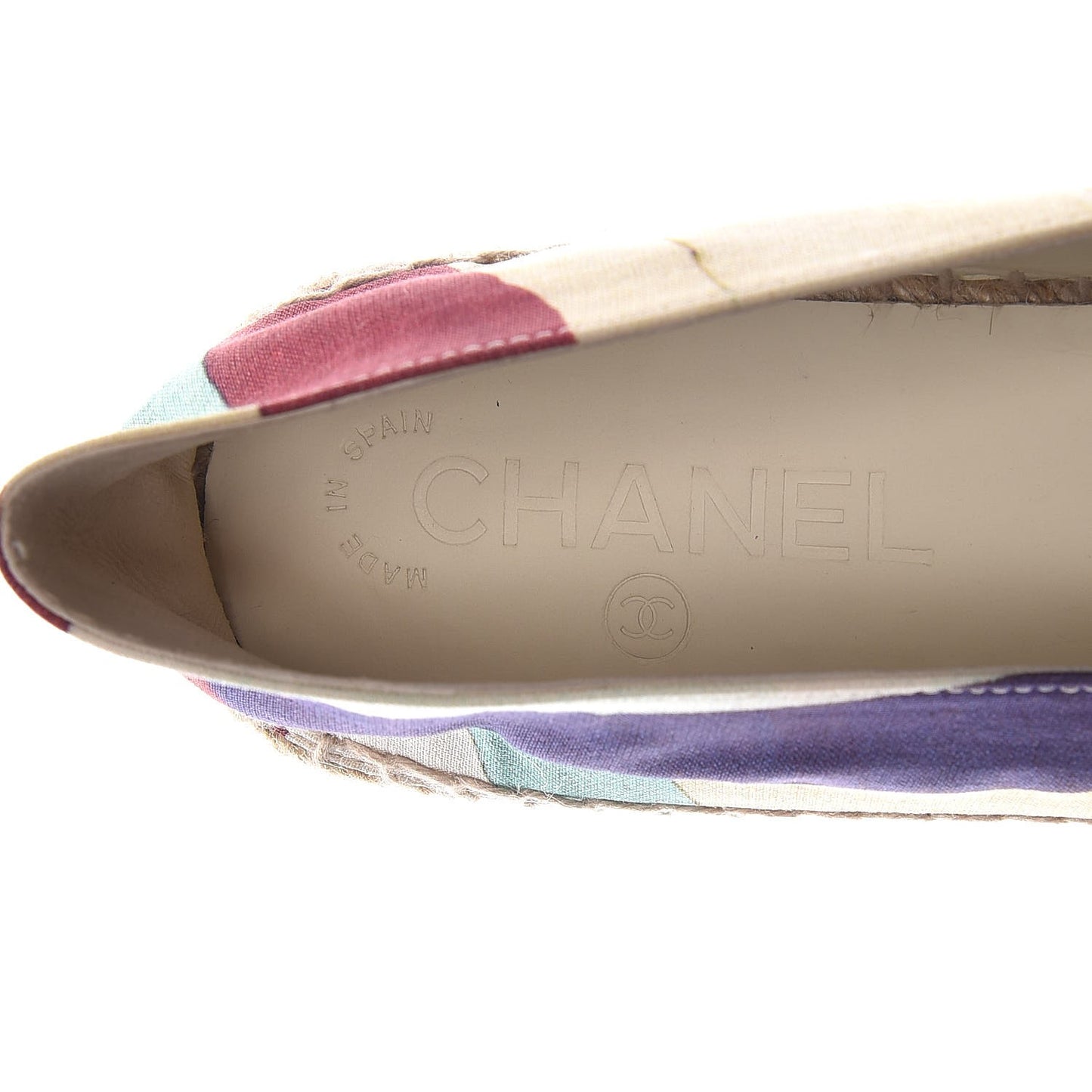 Patent Fabric Striped CC Espadrilles 38 Multicolor Black