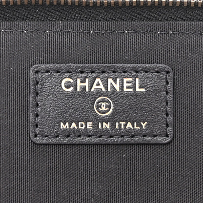 Chanel Raffia Jute Striped Small Vanity Case With Chain Black Beige 6 of 10