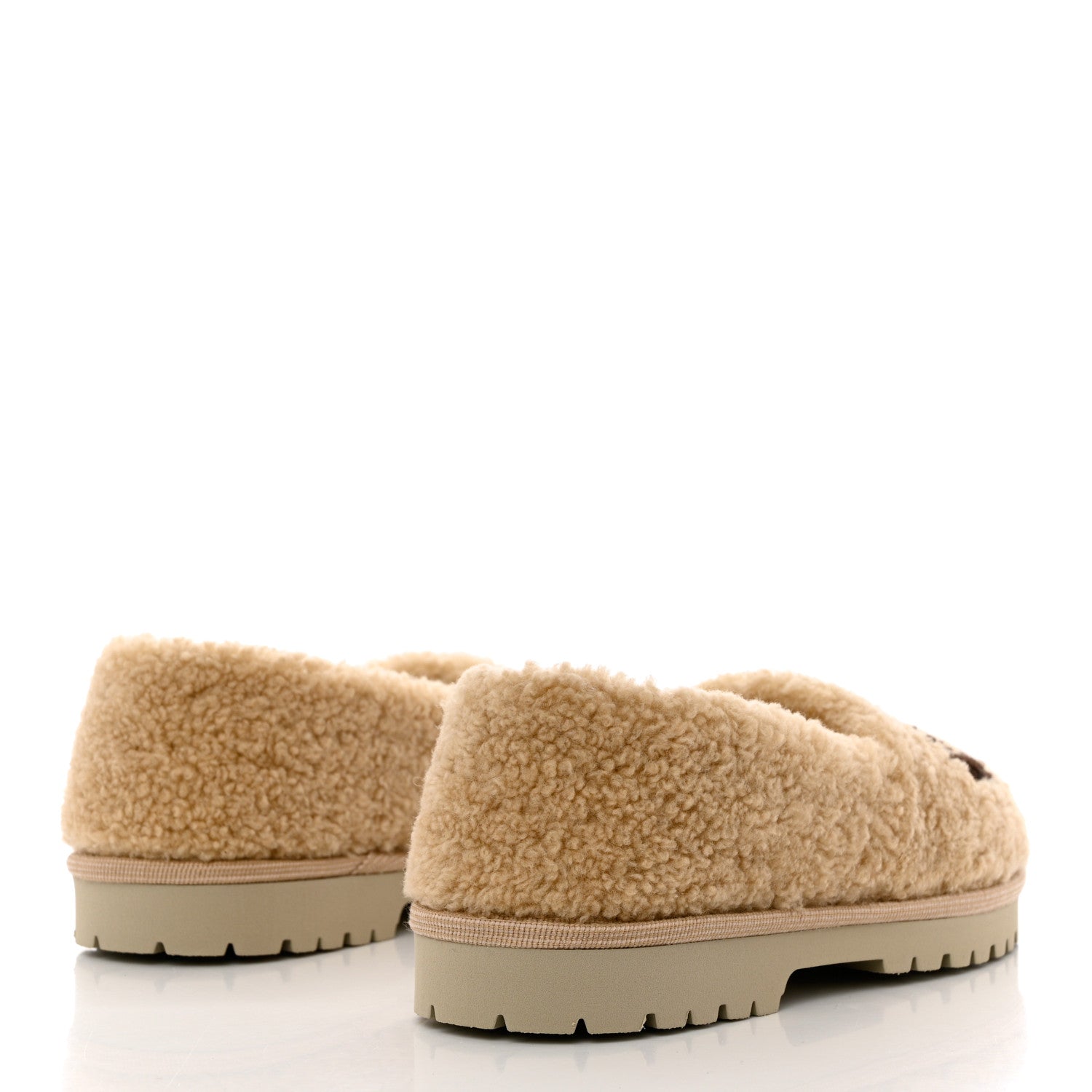 Gucci Shearling Interlocking G Womens Elea Lug Sole Loafers 37.5 Butterscotch Cocoa Beige 4 of 8