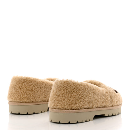 Gucci Shearling Interlocking G Womens Elea Lug Sole Loafers 37.5 Butterscotch Cocoa Beige 4 of 8