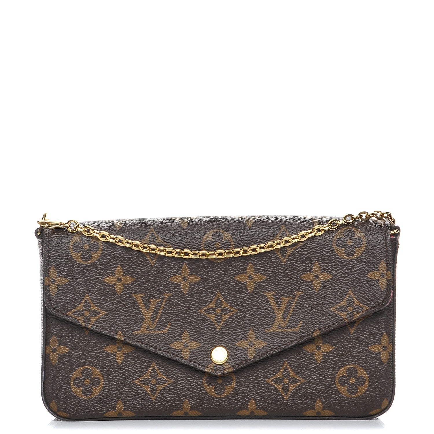 Louis Vuitton Monogram Pochette Felicie Chain Wallet Fuchsia 1 of 7