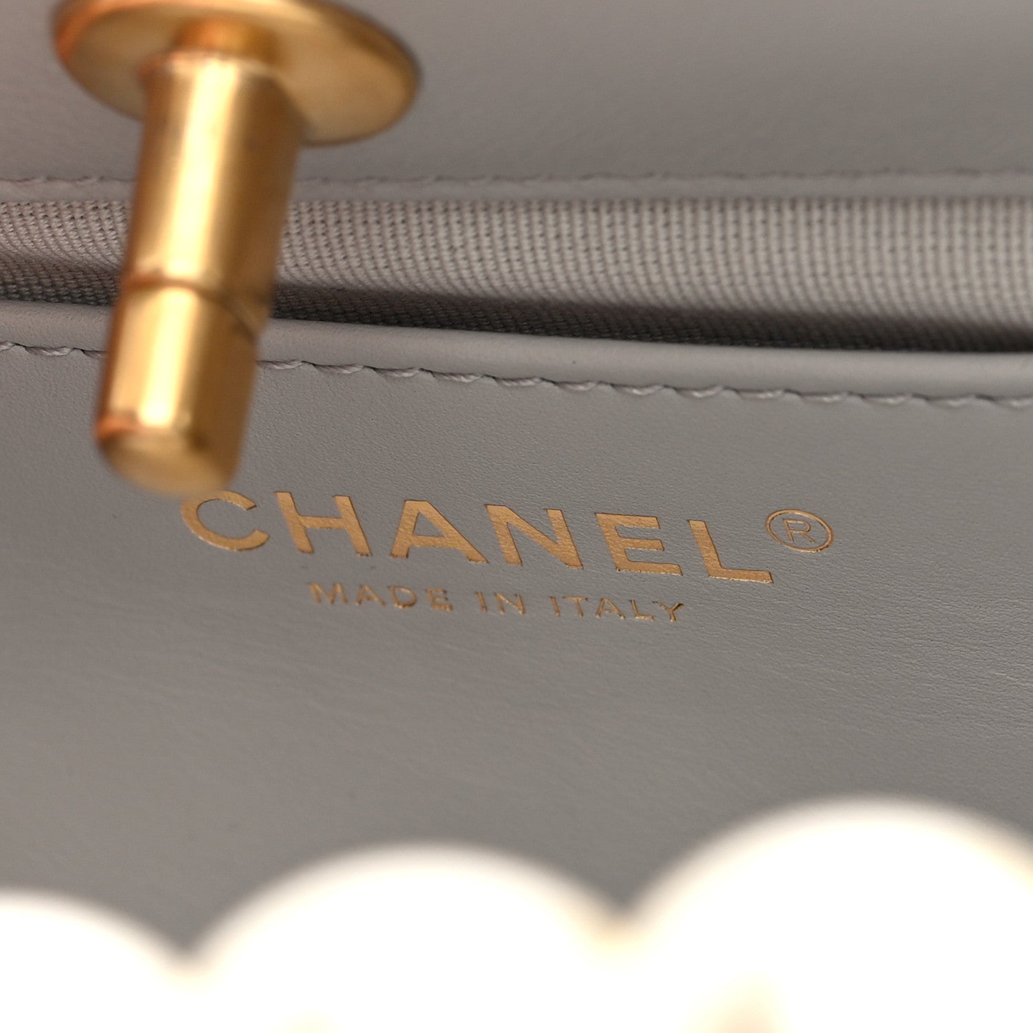 Chanel Calfskin Pearl Small Shopping Bag Grey 6 of 10