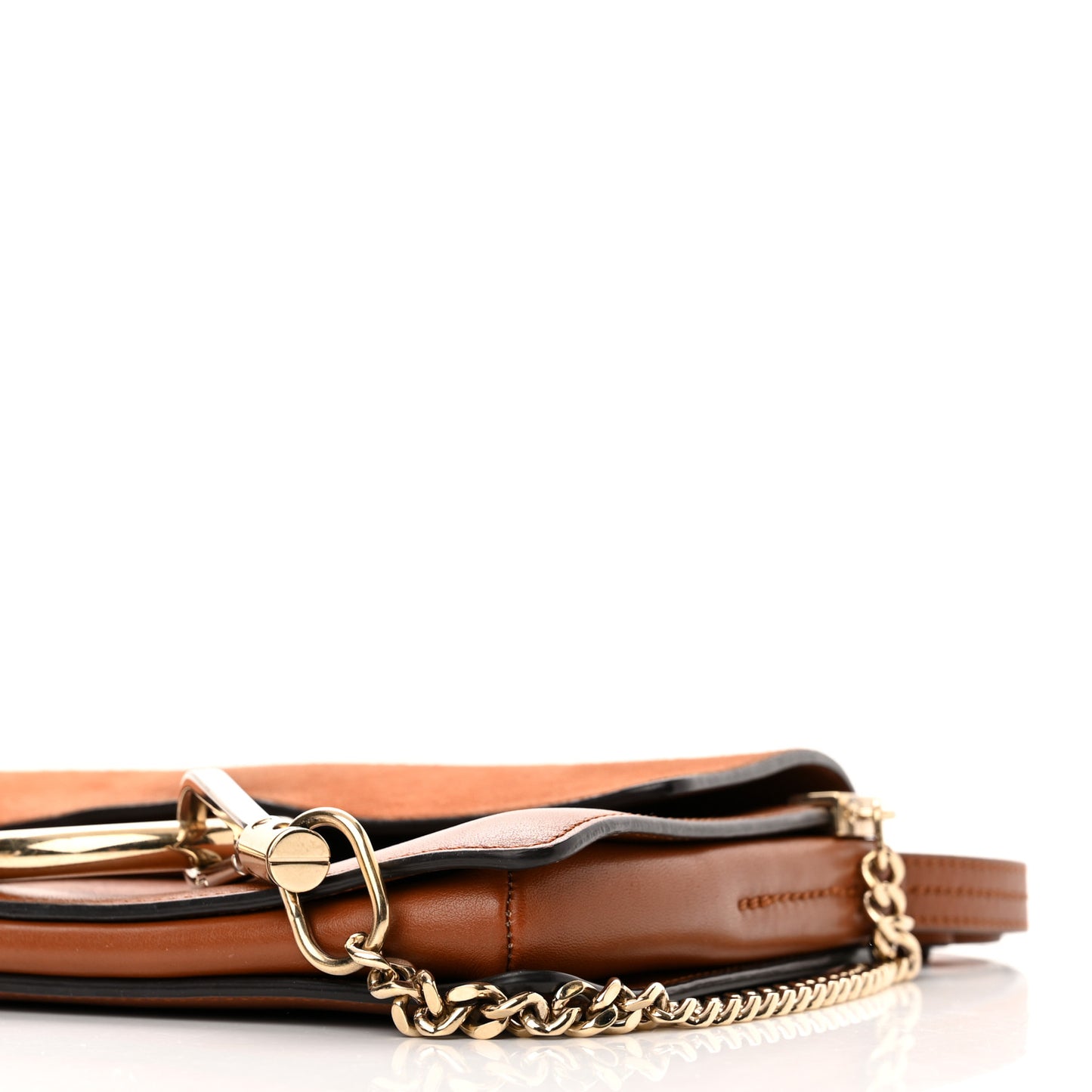 Suede Calfskin Small Faye Shoulder Bag Tobacco