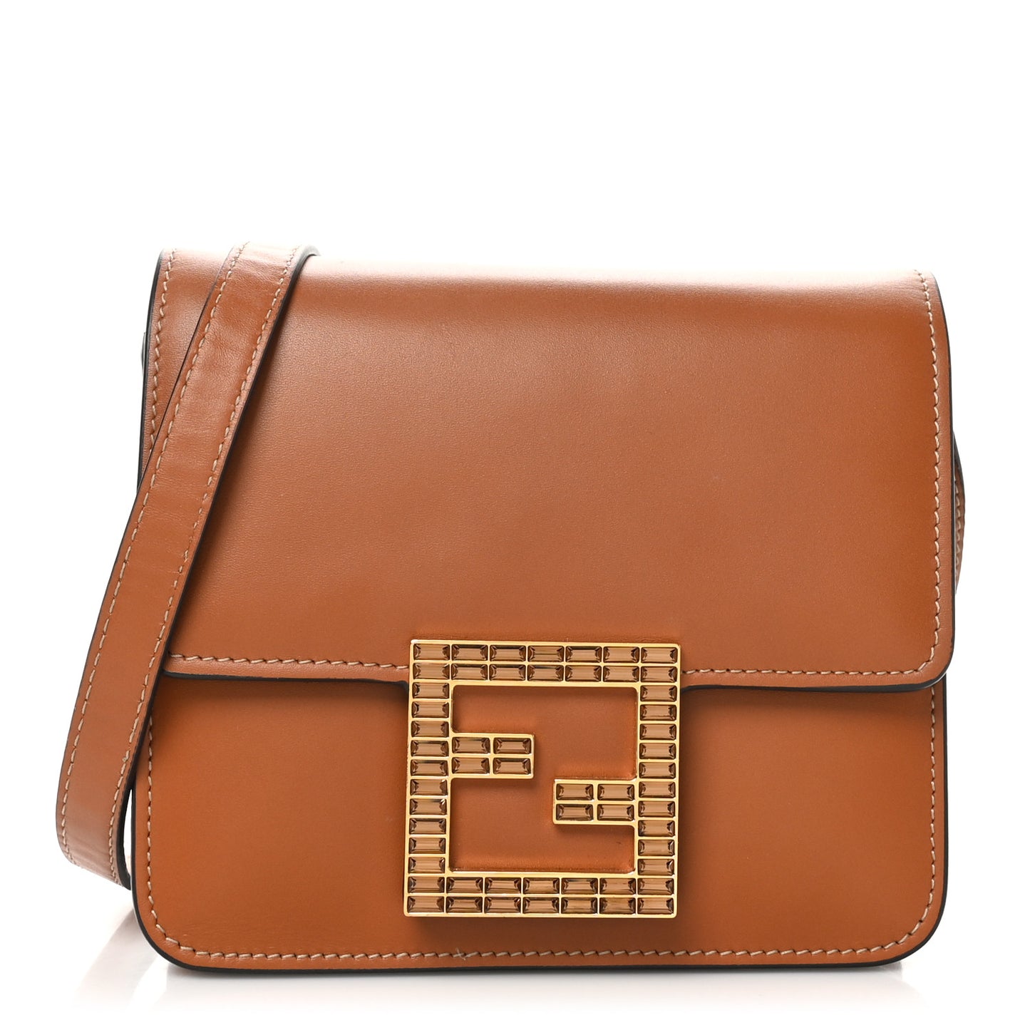 Vitello King Crystal Fab Crossbody Bag Cuoio