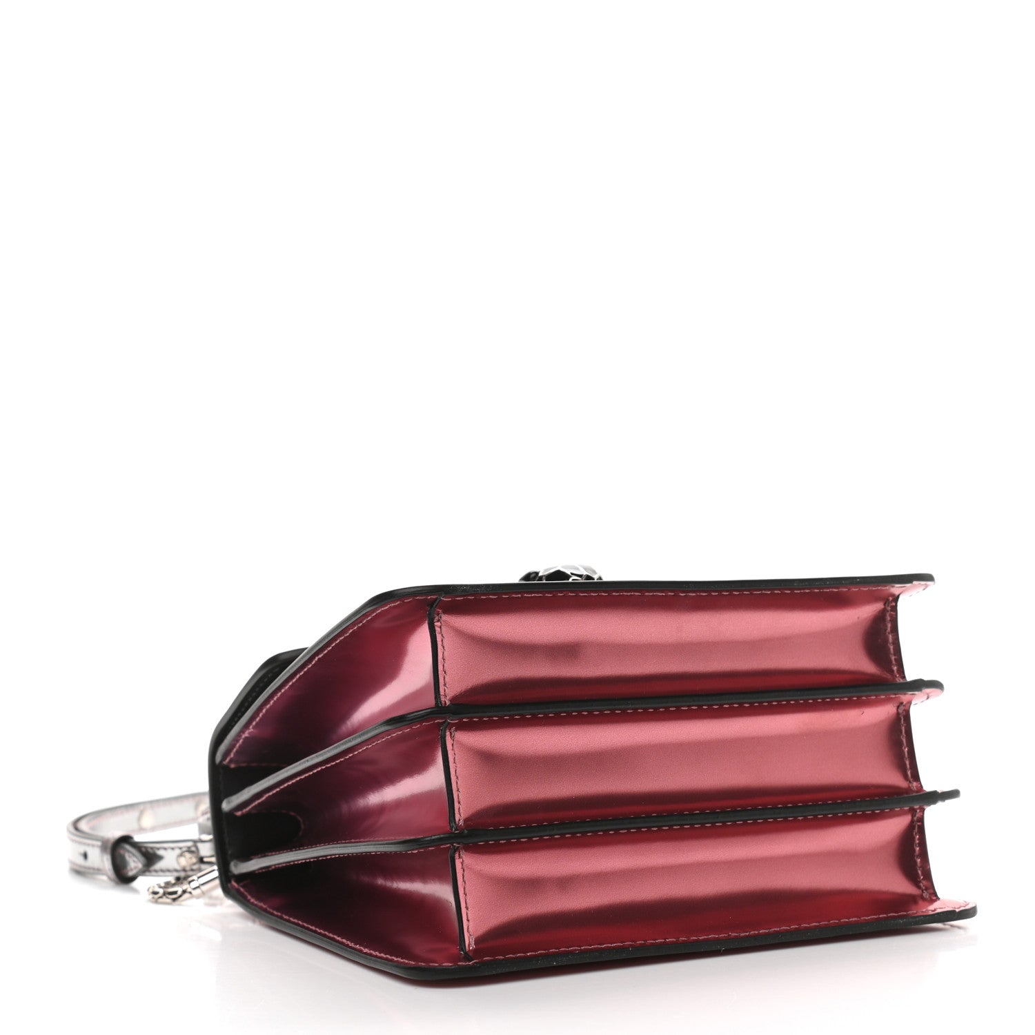 Bulgari Metallic Calfskin Contrast Serpenti Forever Top Handle Silver Pink 4 of 10
