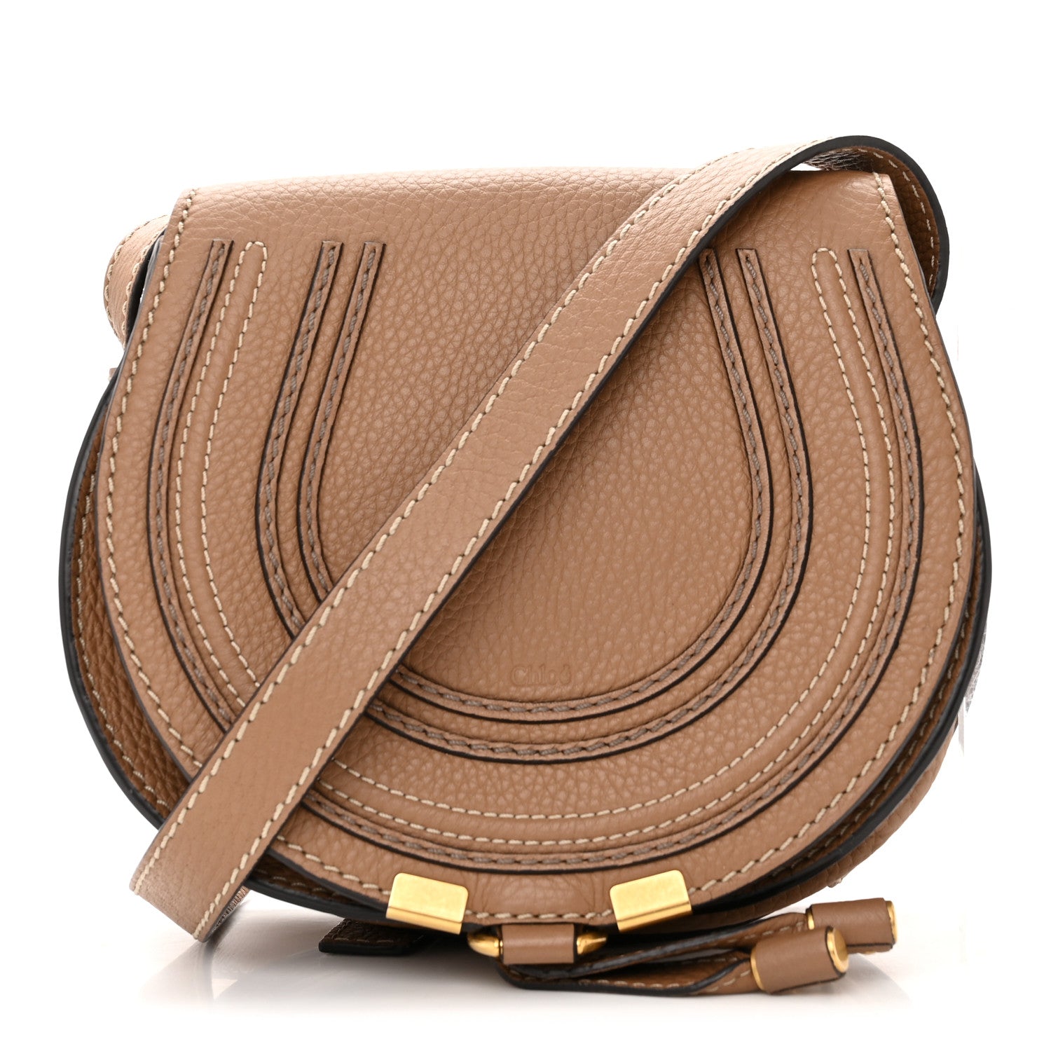 Chloe Calfskin Mini Marcie Round Crossbody Bag Nut 1 of 13