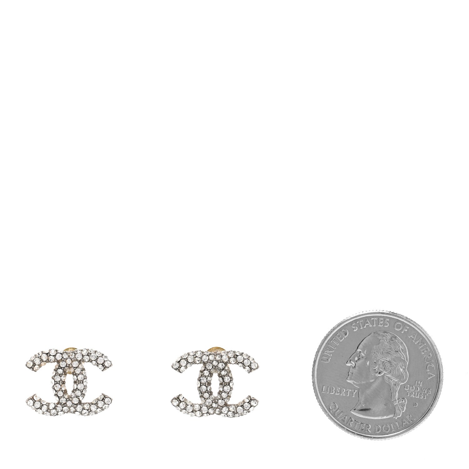 Chanel Crystal CC Treasure Chest Earrings Silver 2 of 4