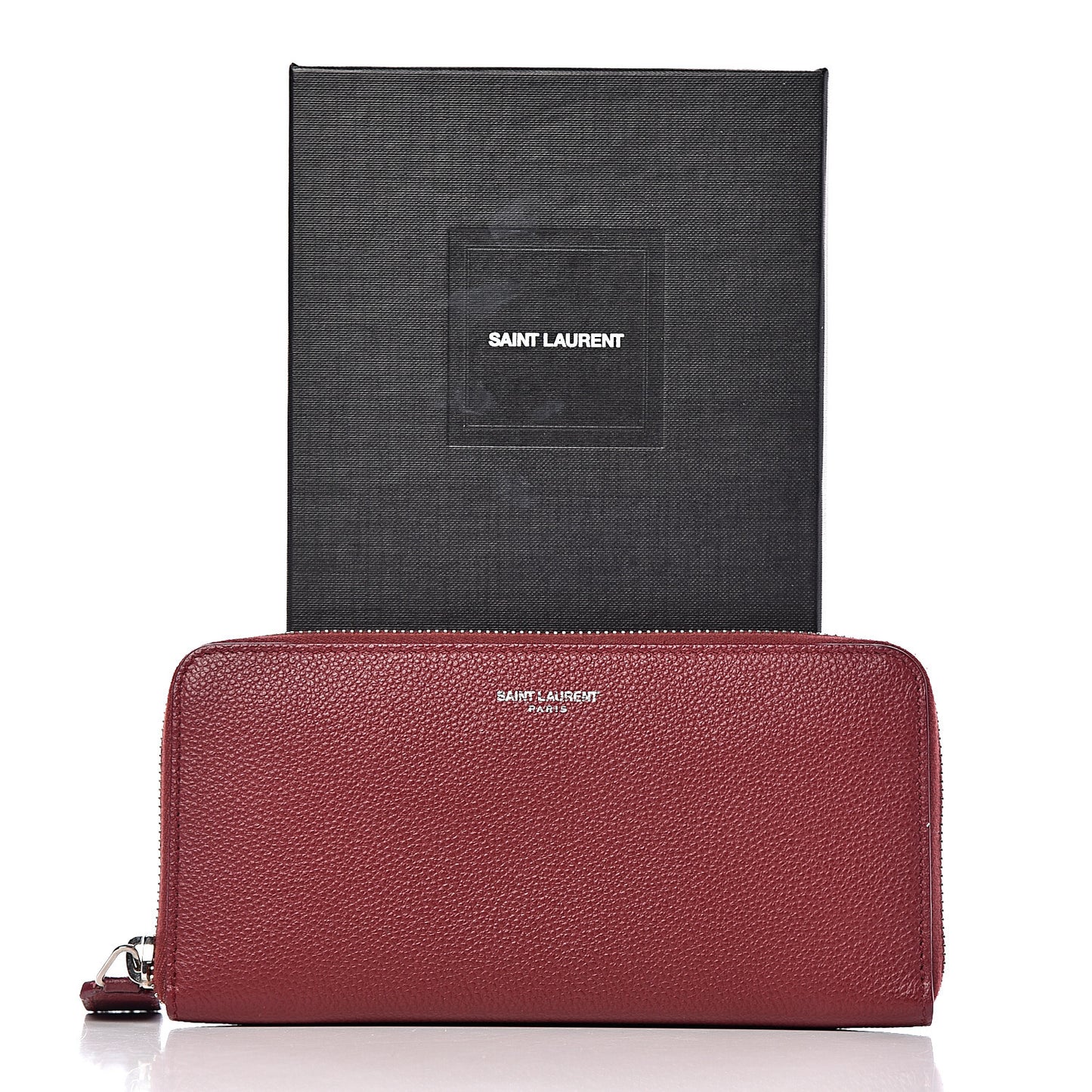 Grained Calfskin Rive Gauche Zip Around Wallet Palissandre