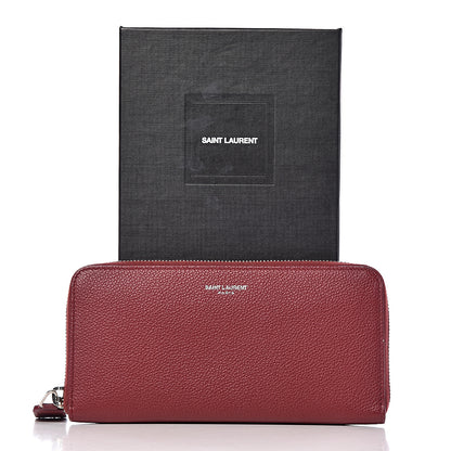 Saint Laurent Grained Calfskin Rive Gauche Zip Around Wallet Palissandre 9 of 9