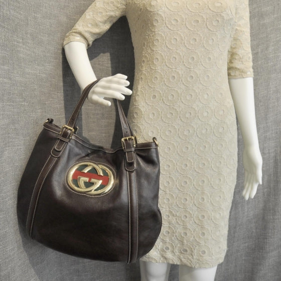 Leather Medium Britt Bag Dark Brown
