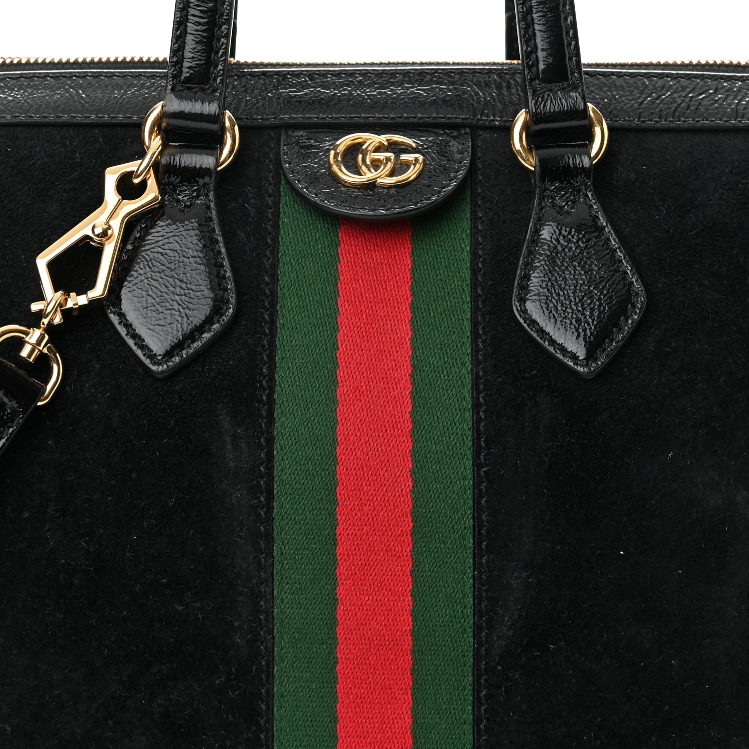 Gucci Suede Patent GG Web Medium Ophidia Tote Bag Black 8 of 10