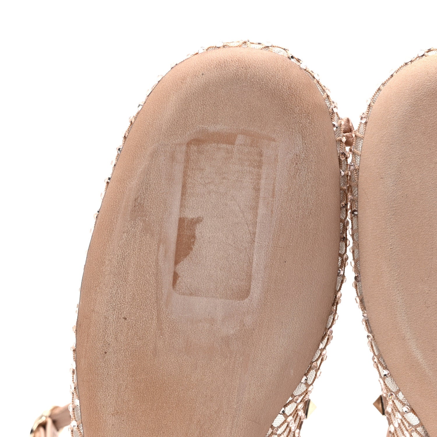 Valentino Garavani Mesh Calfskin Crystal Rockstud Multi Strap Ballerina Flats 39 Rose Cannelle 8 of 9