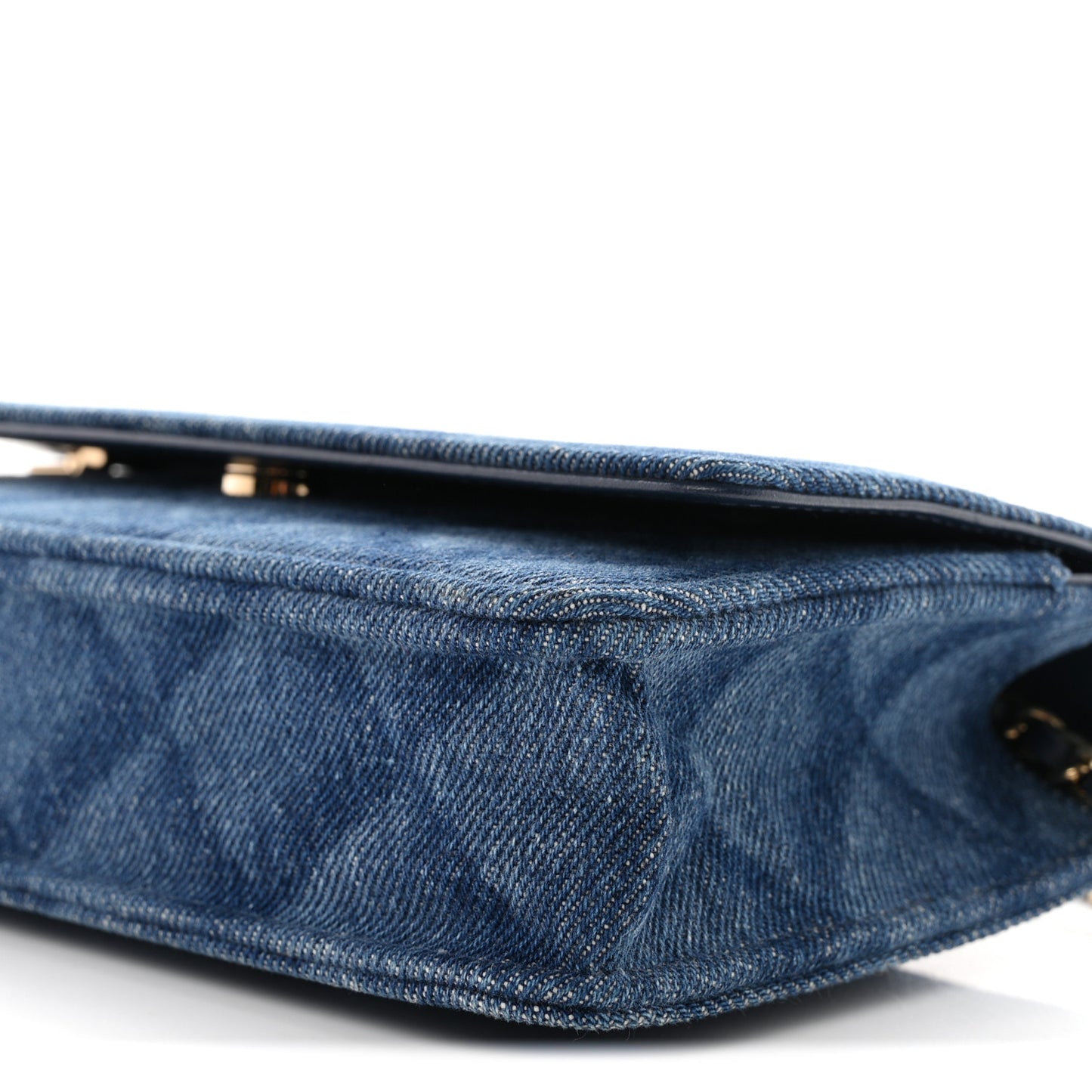 Denim Printed Wallet On Chain WOC Dark Blue