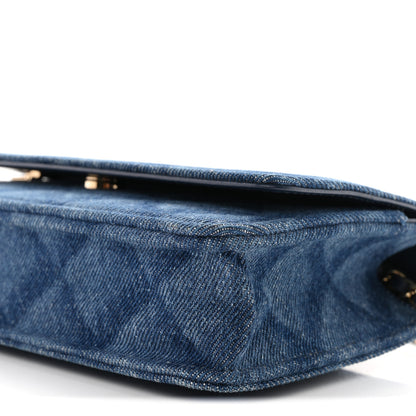 Chanel Denim Printed Wallet On Chain WOC Dark Blue 10 of 10