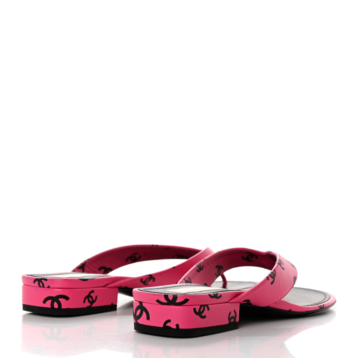 Chanel Printed Lambskin Coco Beach Thong Sandals 40.5 Dark Pink Black 4 of 8