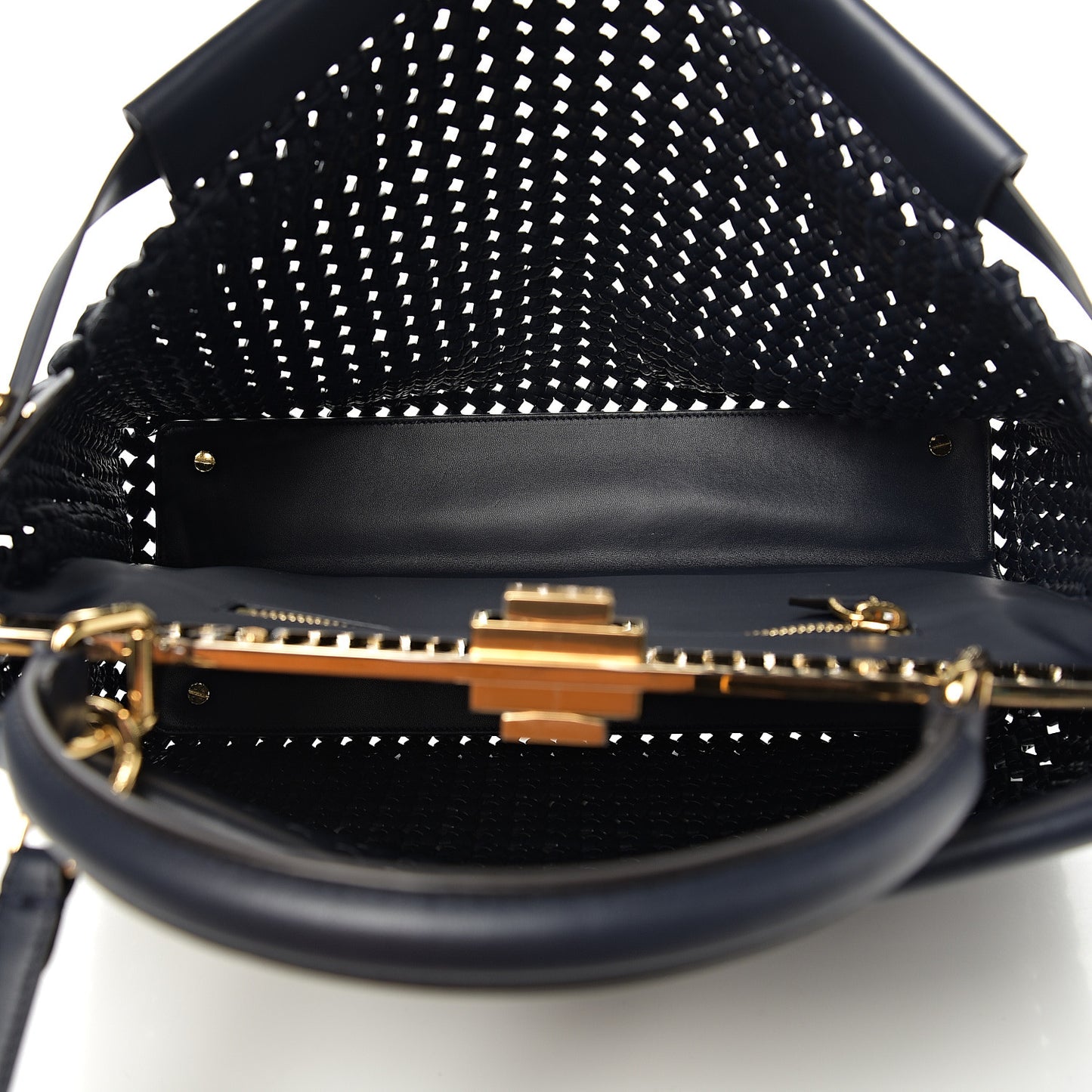 Nappa Matisse Intreccio Large Peekaboo Iconic Satchel Midnight
