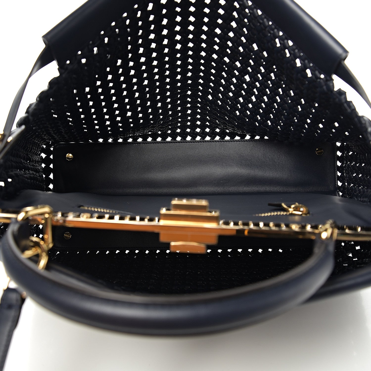 Fendi Nappa Matisse Intreccio Large Peekaboo Iconic Satchel Midnight 4 of 10