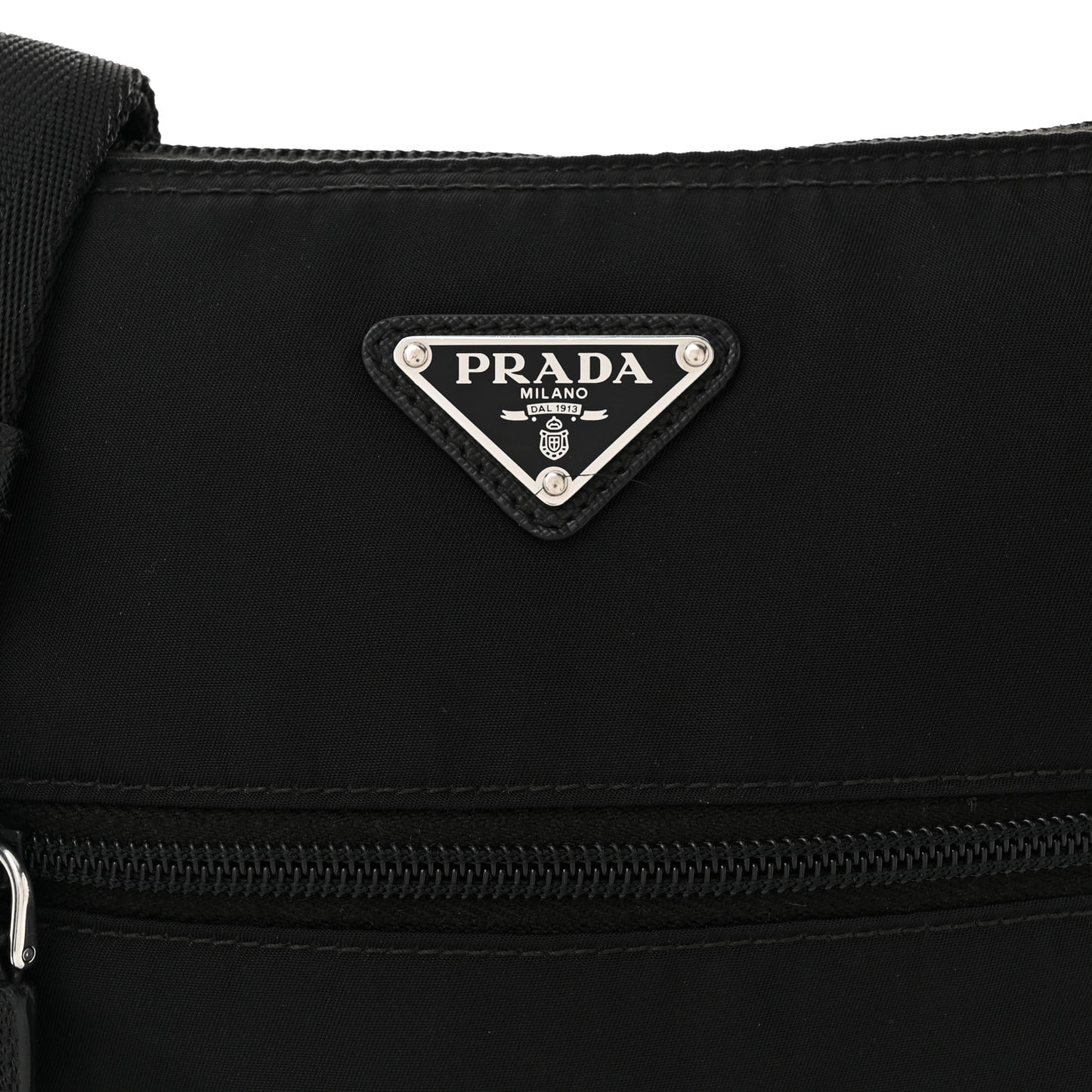 Tessuto Nylon Saffiano Flat Messenger Bag Black