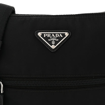 Prada Tessuto Nylon Saffiano Flat Messenger Bag Black 5 of 10